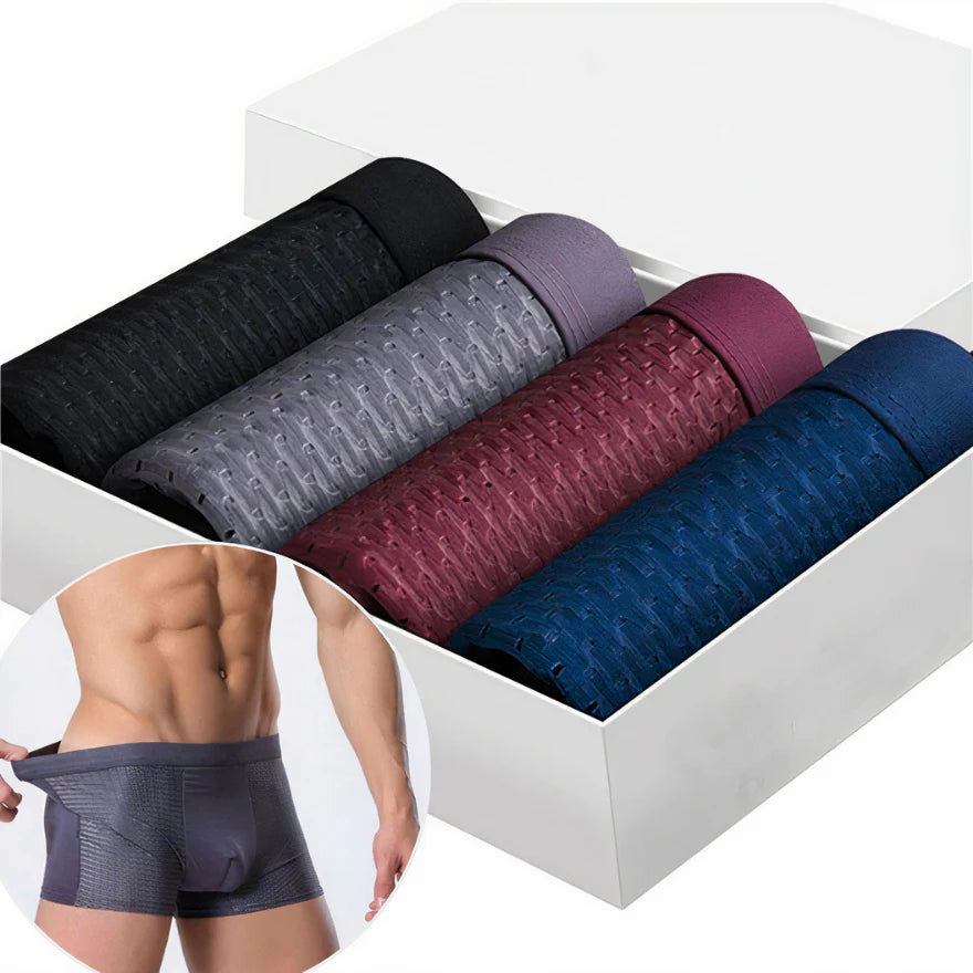 CoolBamboo™ – Pack de 4 Boxers de Tela de Bambú